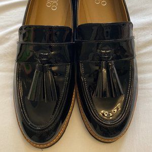 Franco Sarto Black Patent Leather Tassel Loaders